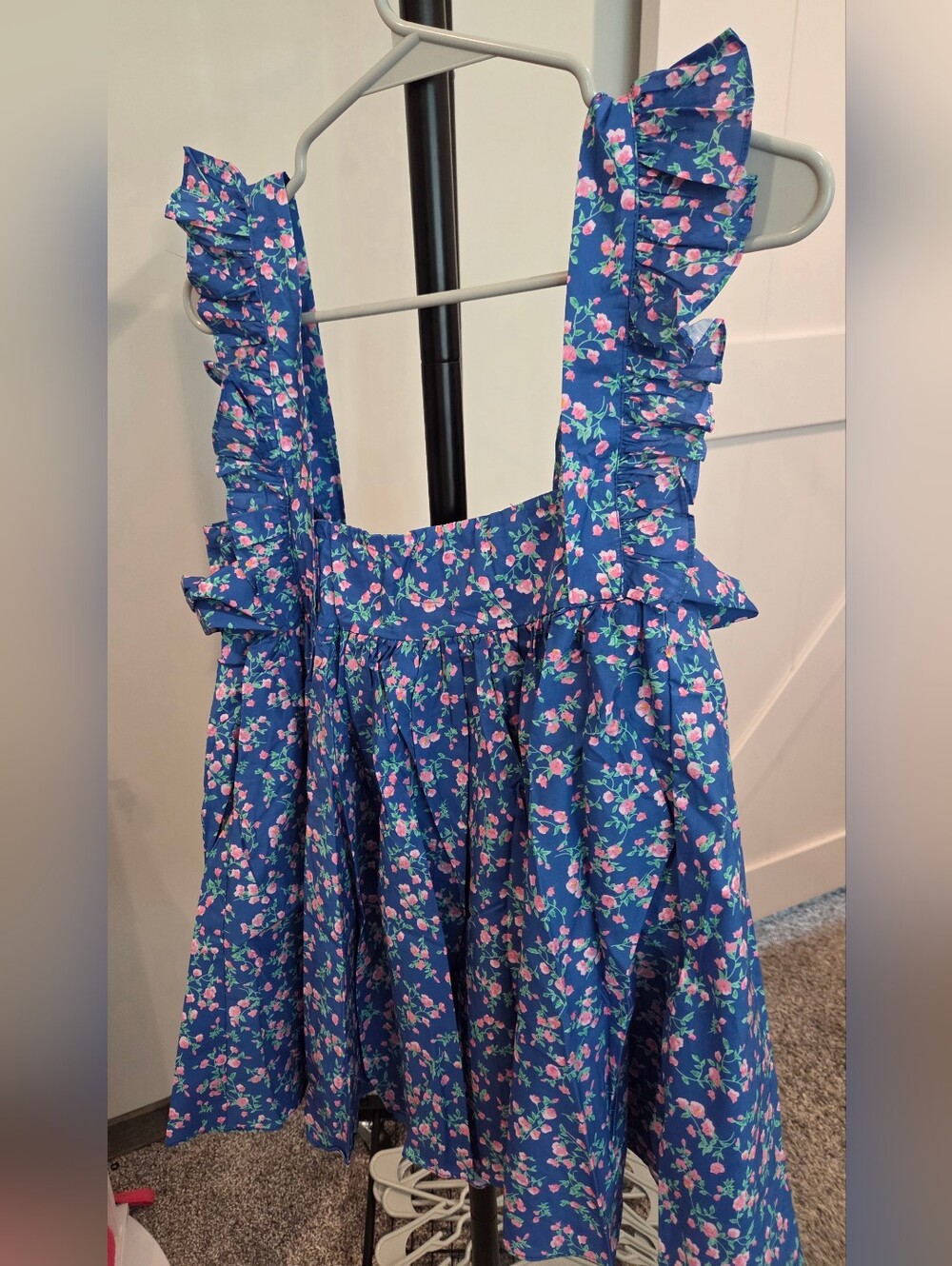 Blue Floral Ruffle Mini Dress